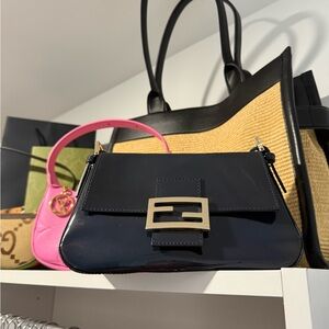 Fendi Navy Blue Patent Leather Baguette